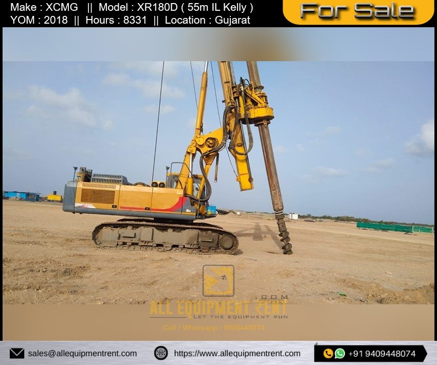 Used Piling Rig XCMG XR180D with 55m IL Kelly Available for Sale in Gujarat